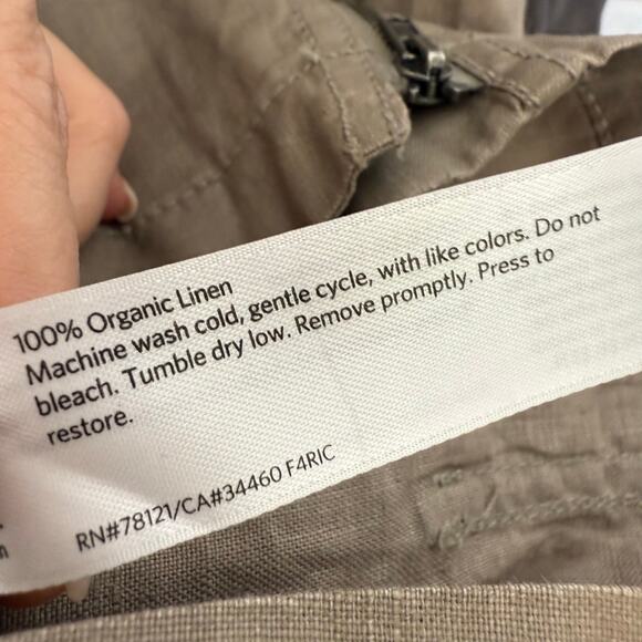 EILEEN FISHER Women's Petite L Organic Coated Linen Utility Moto Jacket Stone - Picture 13 of 16